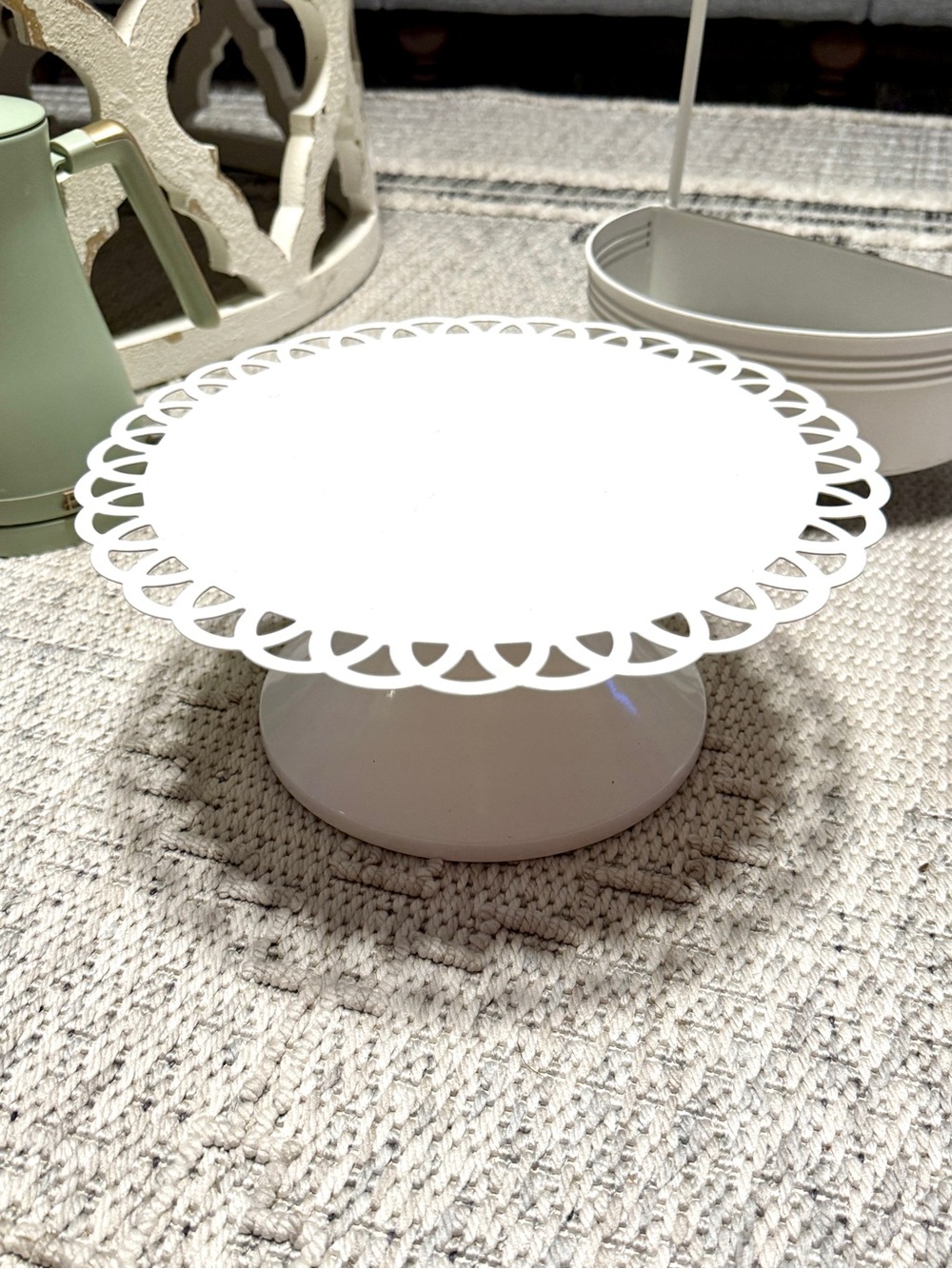 Antique Farmhouse Laced Metal Cake Stand